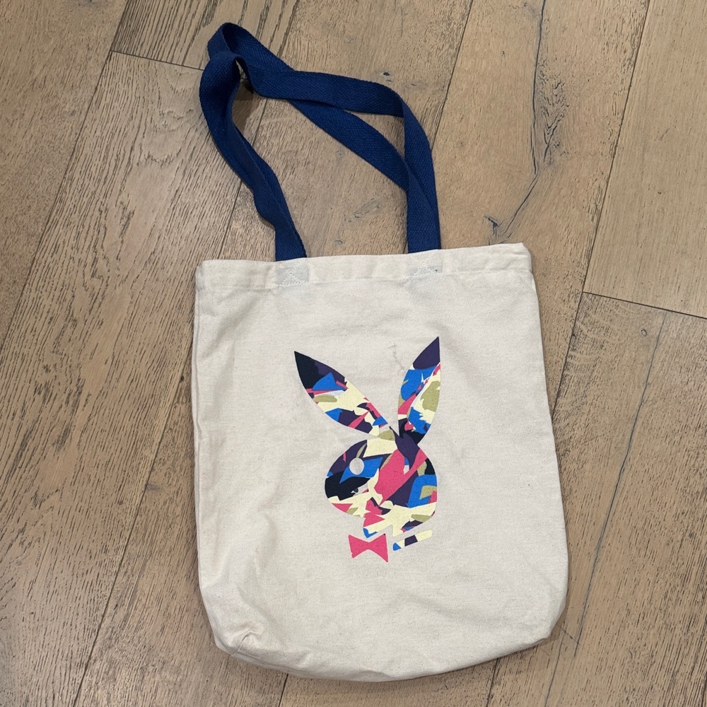 Canvas Tote Bag with Colorful Playboy Graphic